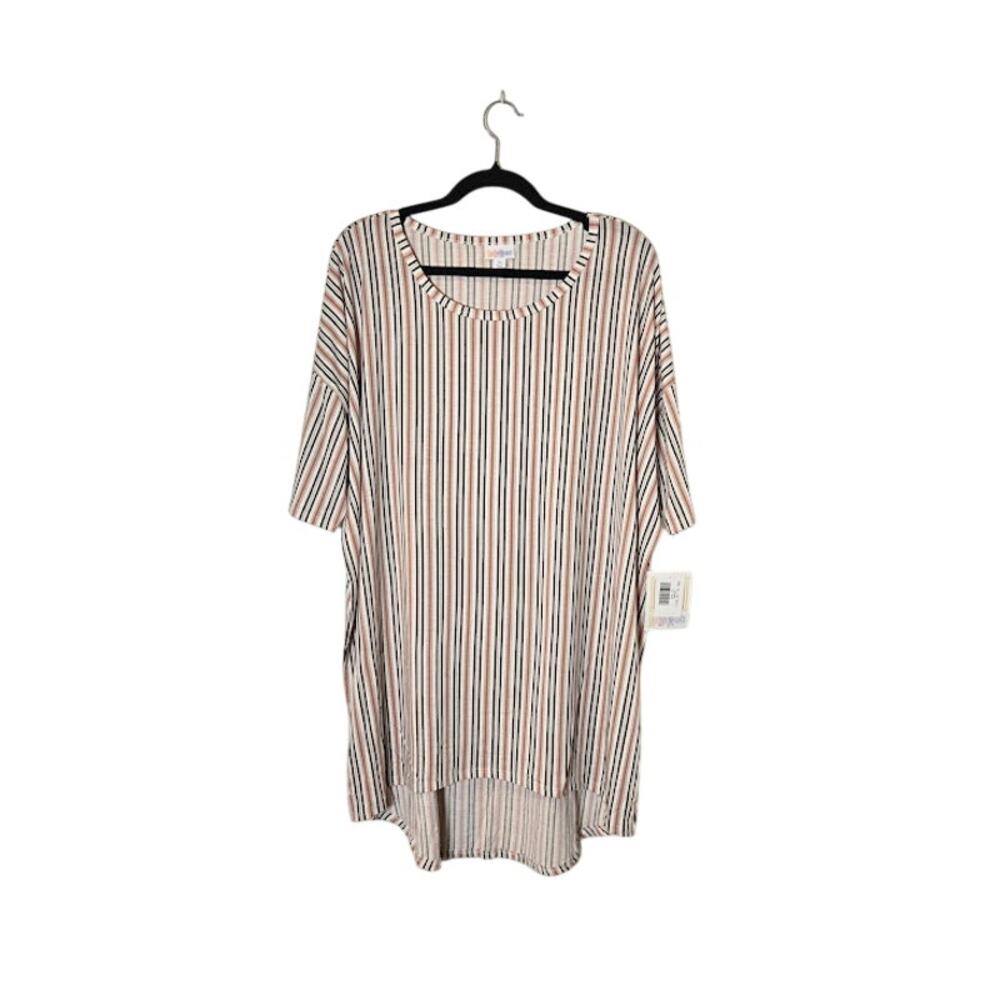 LuLaRoe Womens NWT Striped Top Size XL White Casual High Low Hem